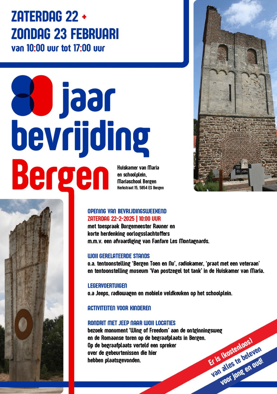 80 jaar bevrijding Bergen flyer Middel